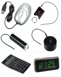 盗聴器・マウス型盗聴器・電卓型盗聴器・時計型カメラ